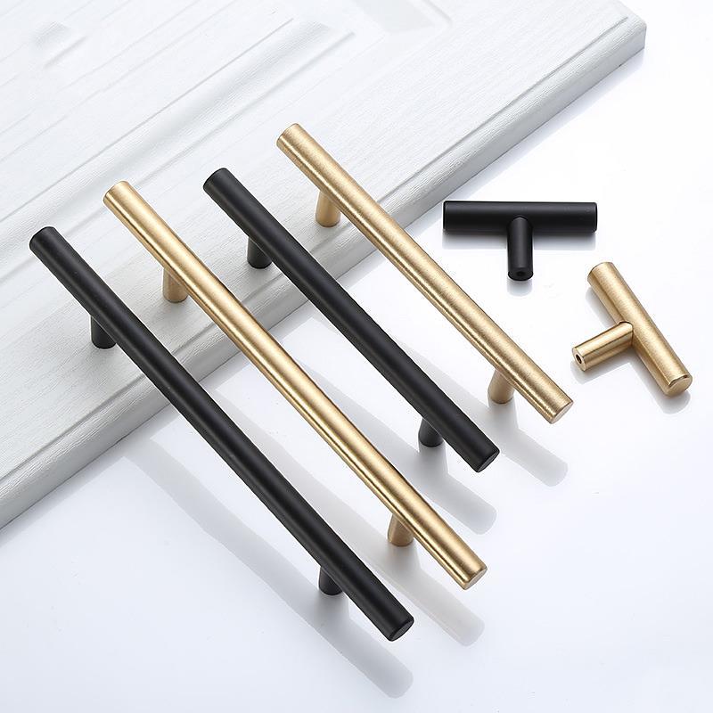 Furniture Hardware Drawer Pulls - Moderno ouro escovado armário reto alças