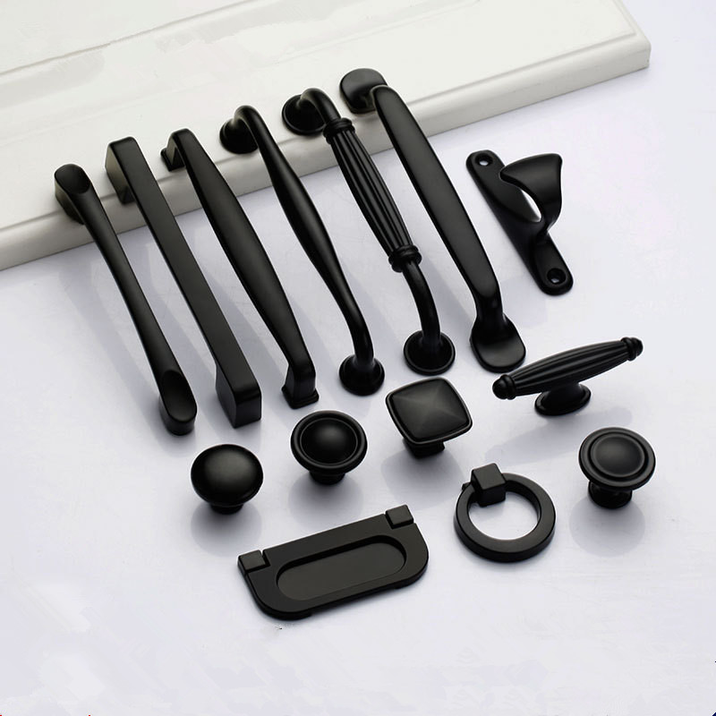 Furniture Hardware Drawer Pulls - Puxadores pretos para móveis, puxadores de