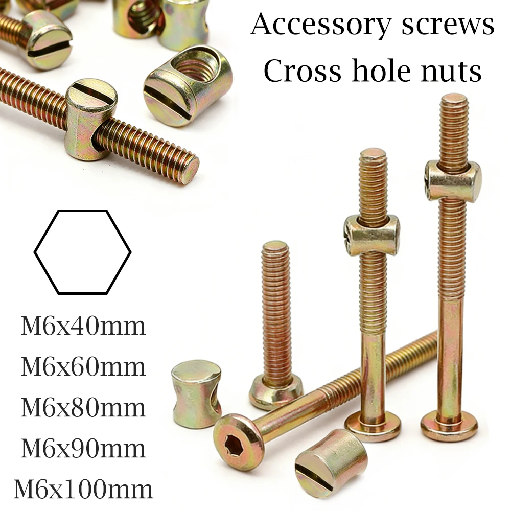 Furniture Hardware Barrel Nut - 10/20 Peças Parafusos de Cabeça Sextavada