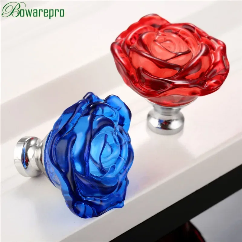 Furniture Hardware Drawer Pulls - Bowarepro 50mm cristal rosa alça de