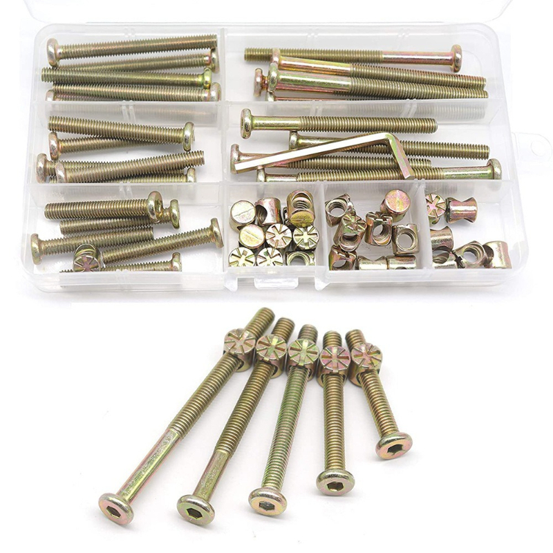 Furniture Hardware Barrel Nut - 50 peças m6x40/50/60/70/80mm parafusos de berço