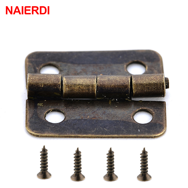 Furniture Hardware Gold - Naierdi mini dobradiças de bronze dourado,