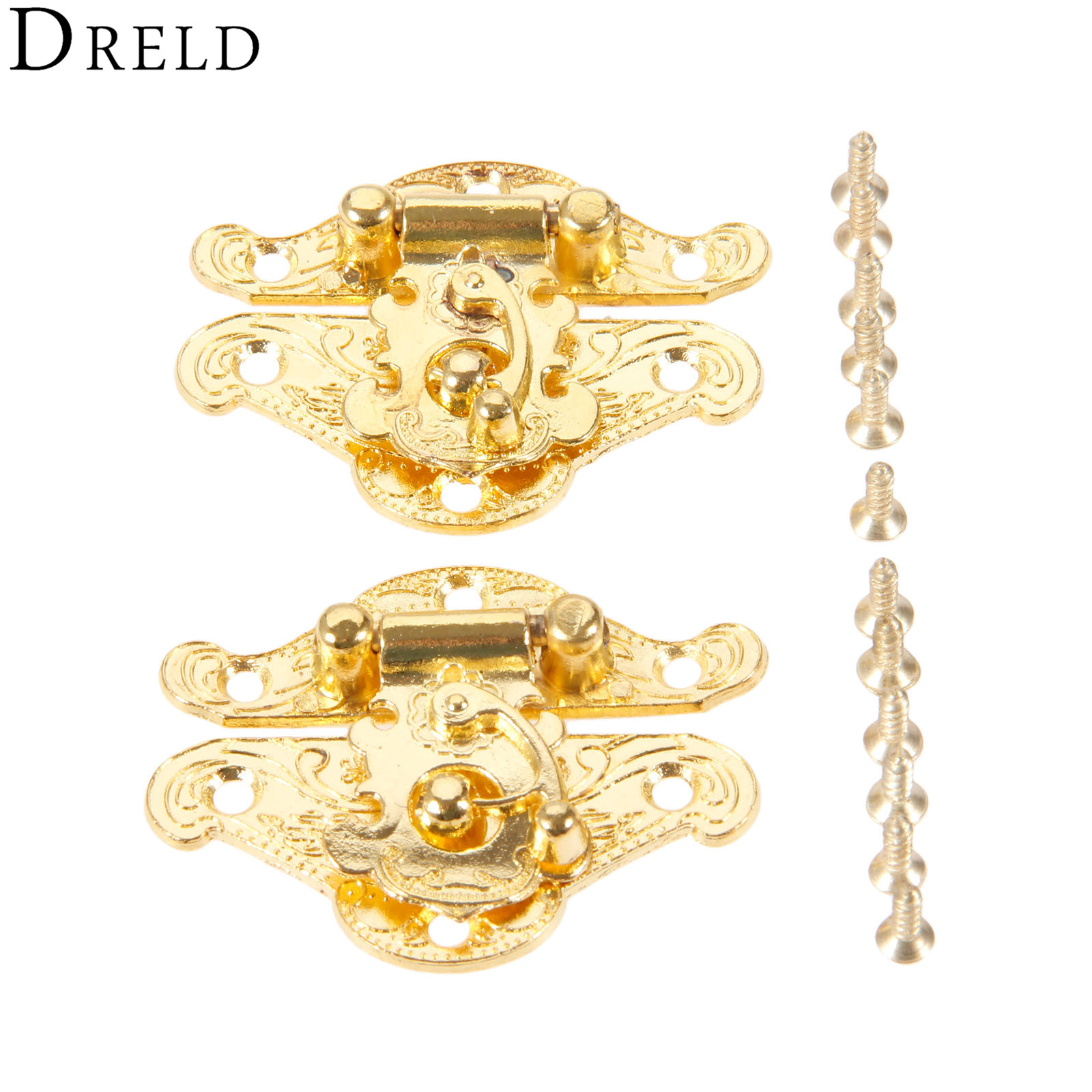 DRELD-Antique Gold Box Trava,  - Furniture Hardware Gold avaliação e preço